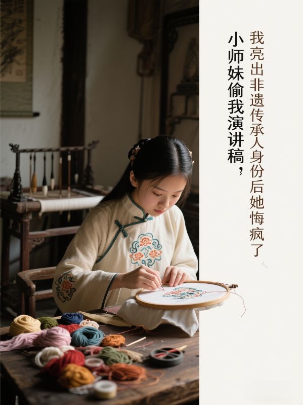 小師妹偷我演講稿，我亮出非遺傳承人身份後她悔瘋了