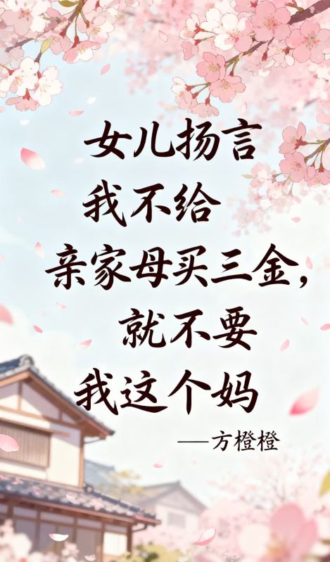 女兒揚言我不給親家母買三金，就不要我這個媽