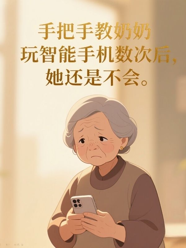 手把手教奶奶玩智能手機數次後，她還是不會