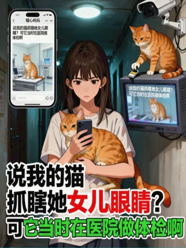 說我的貓抓瞎她女兒眼睛？可它當時在醫院做體檢啊