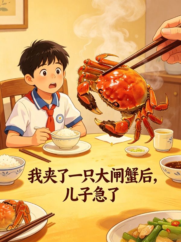 我夾了一隻大閘蟹後，兒子急了