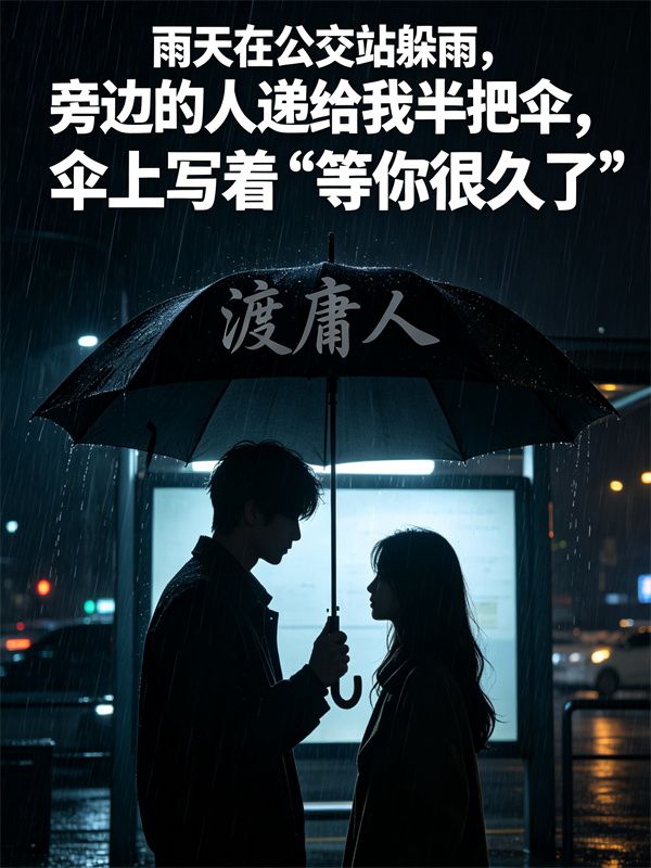 雨天在公交站躲雨，旁邊的人遞給我半把傘，傘上寫著“等你很久了”